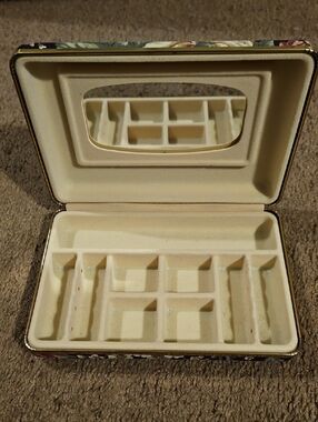 Vintage Mele Floral Jewelry Box Case with Mirror